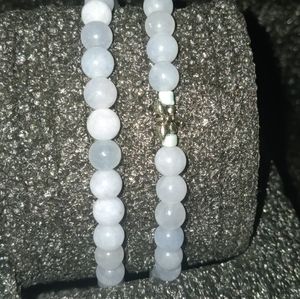 Natural Aquamarine and dragonfly Stretch bracelet